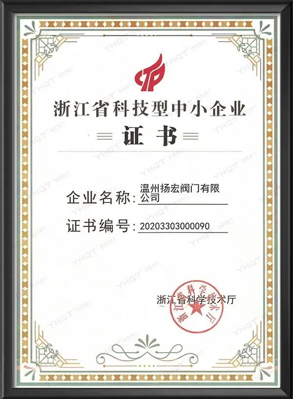 浙江省科技型中小企业证书